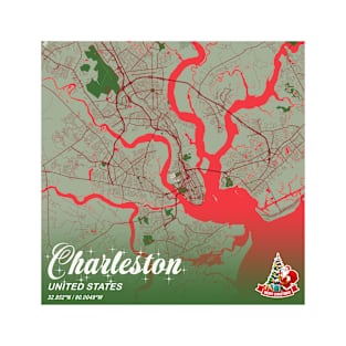 Charleston - United States Christmas Map T-Shirt