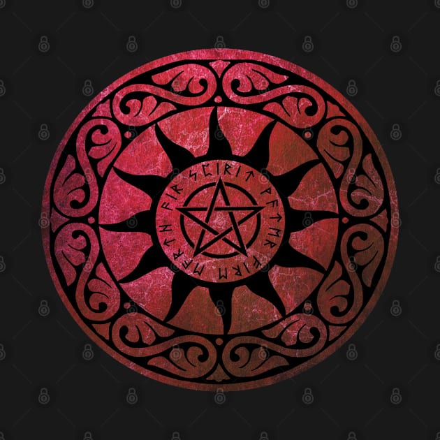 Five Elements Runic Magical Pentacle - Red Version by sarahwainwright