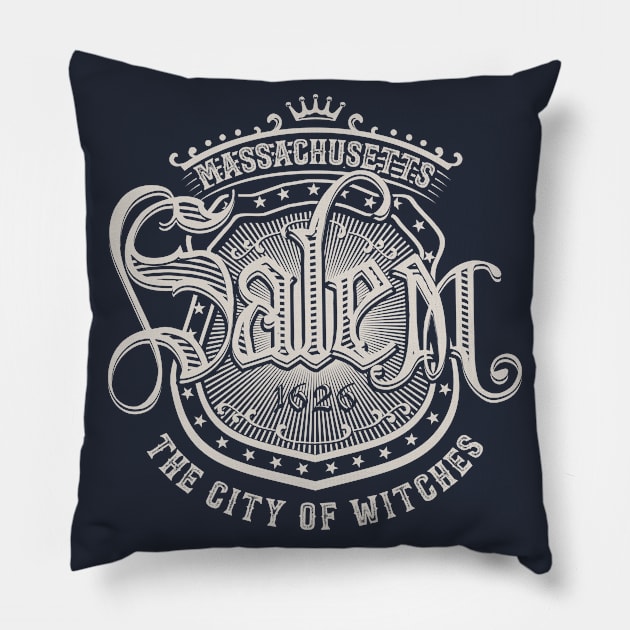 Salem Massachusetts The City Of Witches Pillow by Designkix