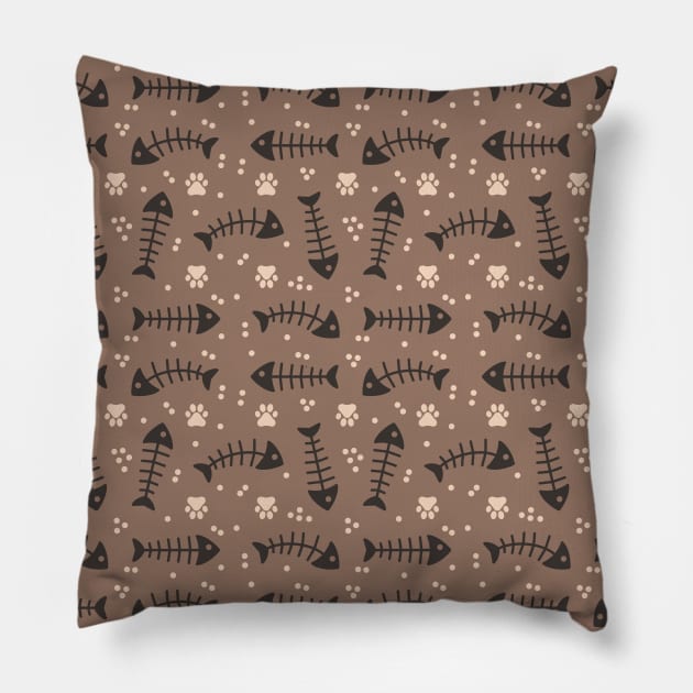 Fish Bone Neutral Pattern Pillow by Simplulina