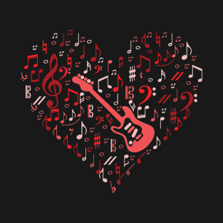 Electric Guitar Heart Shape Music lovers Valentines Day T-Shirt