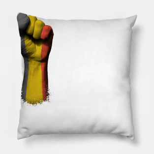 Flag of Belgium on a Raised Clenched Fist Pillow