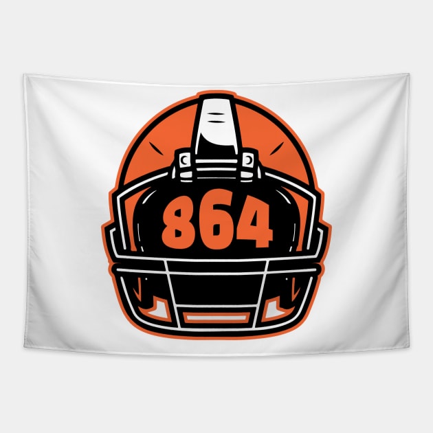 Retro Football Helmet 864 Area Code South Carolina Tapestry by SLAG_Creative