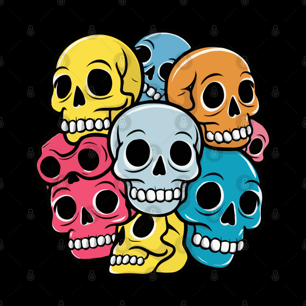 Skulls in Vibrant Colors by Nightmare Tee