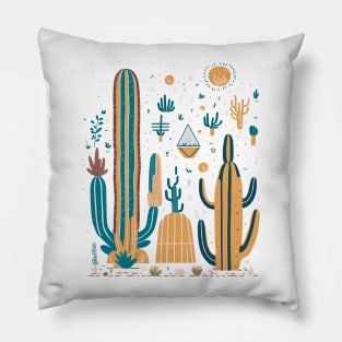 Bohemian Style Floral Cactuses - Minimal Design Pillow