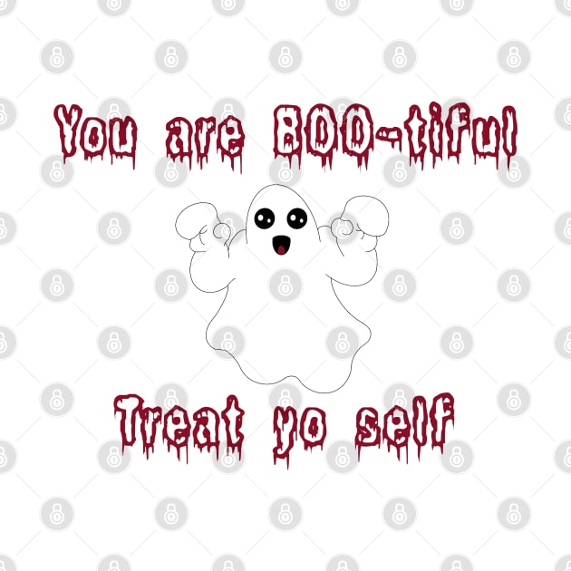 Halloween Ghost You Are BOO-tiful, treat yo’ self! Red Colour by CrossingMolly