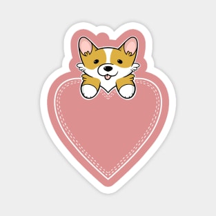 Cute Corgi in Heart Pocket Magnet