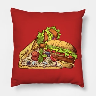 fast food hand drawn Pillow