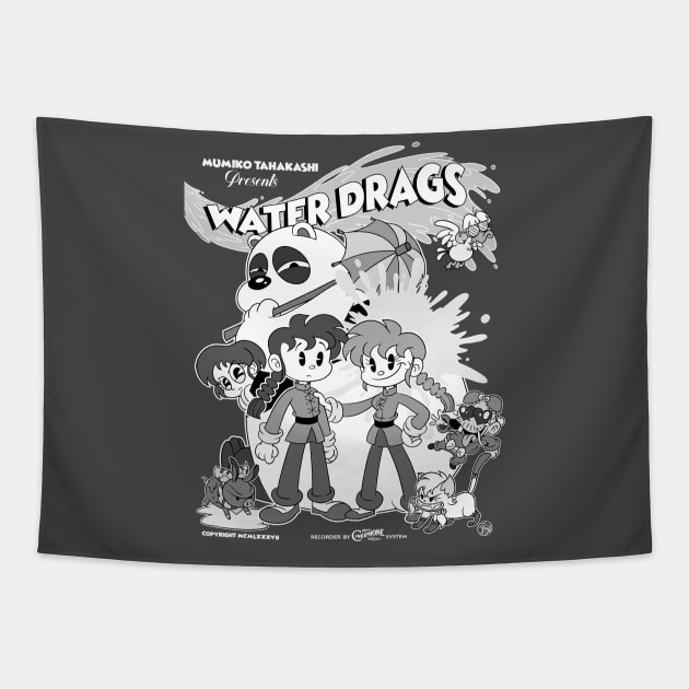 Ranma Water Drags 30s Retro anime Cartoon Tapestry by Juandamurai