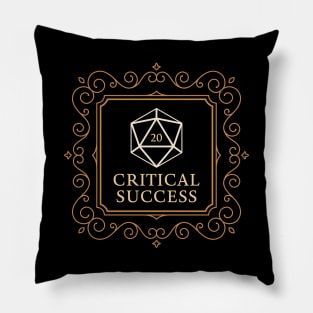 Critical Success D20 Dice Check Vintage Frame Pillow