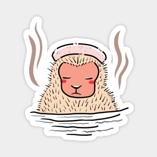 Cute Japanese Snow Monkey drawing Illustration Magnet