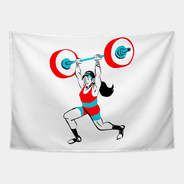 Female Weightlifter Tapestry by CoolCharacters