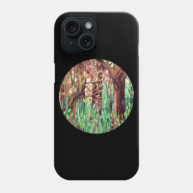 Lost in the Forest - watercolor painting collage Phone Case by micklyn