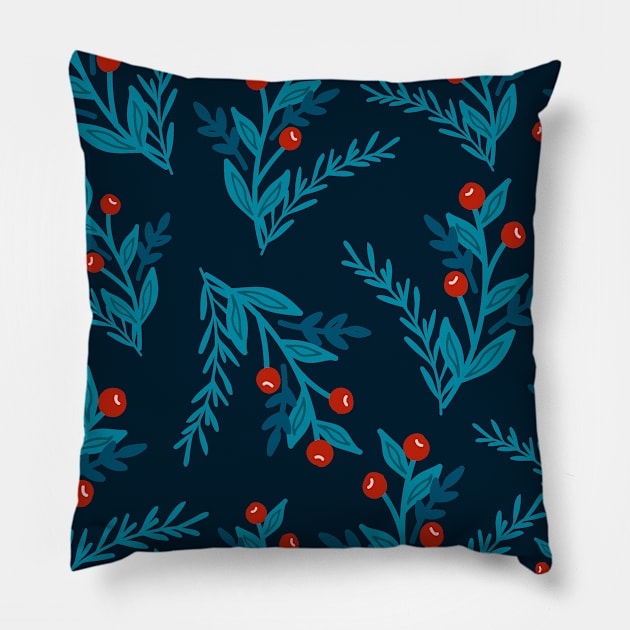 Blue Christmas Pillow by worldnomadfolk@gmail.com