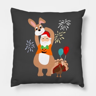 Santa Claus in an Easter Bunny Costume Funny Every Holiday Pillow