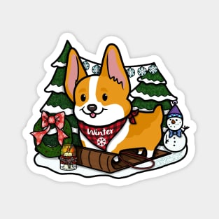 Winter Corgi Magnet