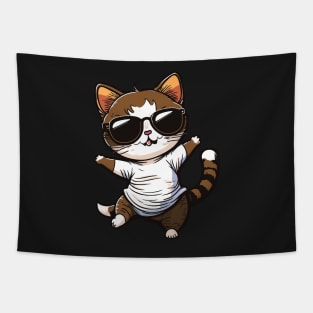 Cat wearing sunglasses cool choco cat Tapestry