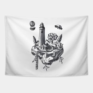 Mysterious Island monochrome Tapestry