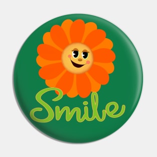 Old Time Vintage Smiling Flower Pin