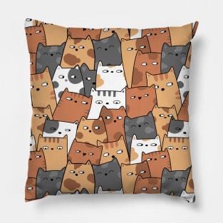 Cat Kittens Cute Pattern Design With Cats in Various Poses Fun Funny Design Pillow