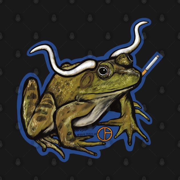 Longhorn Bullfrog by Art from the Blue Room