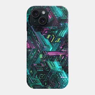 Isometric Cyberpunk City Neon Phone Case