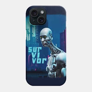 Cyborg Survivor Humanoid Robot in Nuclear City Destruction Phone Case