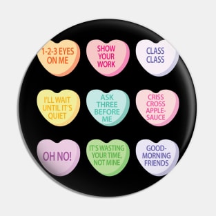 Funny Teacher Valentines Day Conversation Heart School Pin