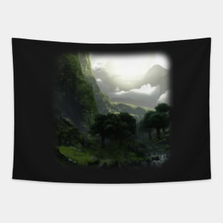 Beautiful landscape in the fog Tapestry