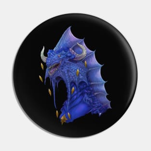 Sapphire Dragon Bust Pin