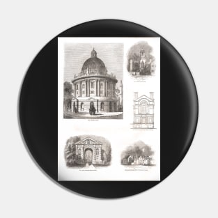 19th Century engraved scenes of Oxford, England Pin