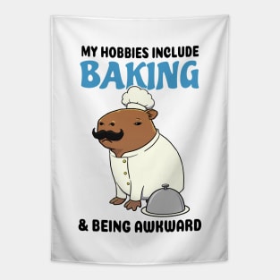 My hobbies include Baking and being awkward Capybara Chef Tapestry