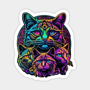 Colorful melting Cat with UV color designe #3 Magnet