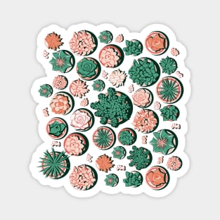 Succulent pots // green and coral Magnet