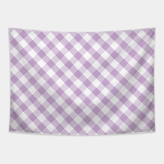 Lavender and White Check Gingham Plaid Tapestry by squeakyricardo