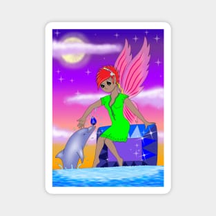 Sapphire fairy and dolphin friend Magnet