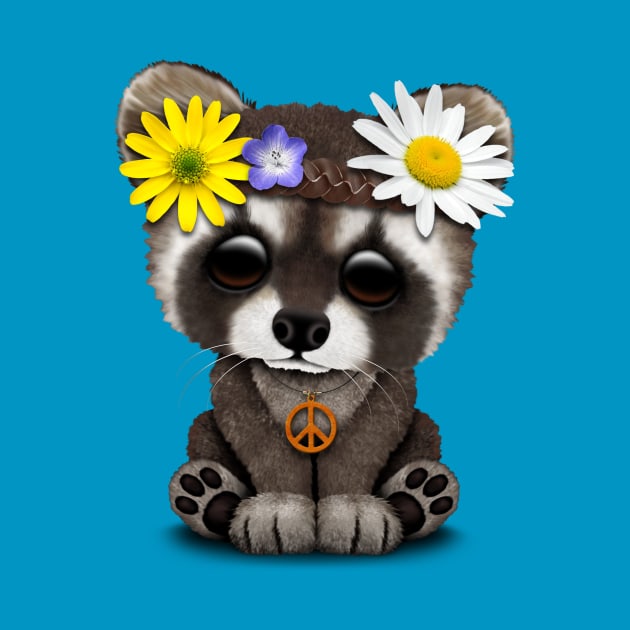 Cute Baby Raccoon Hippie by jeffbartels