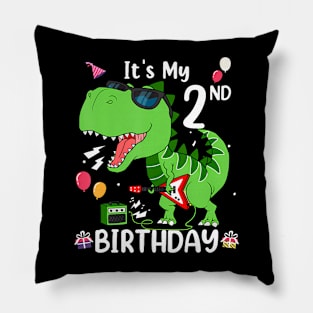 Kids Its My 2nd Birthday TRex Year old Birthdays Pillow