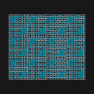 Teal, Black and White Pattern T-Shirt