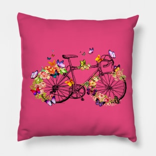 Butterfly flower racing bicycle T-Shirt Pillow