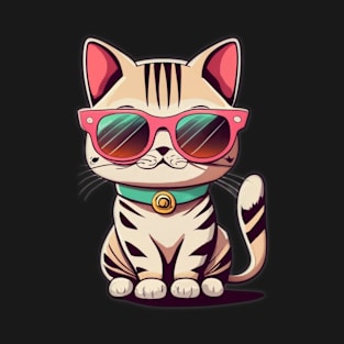 Funny Cat with sunglasses cartoon T-Shirt