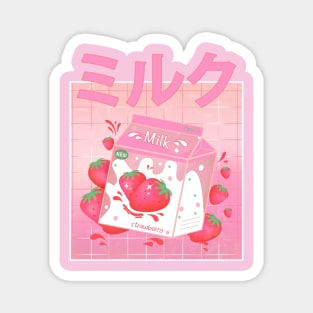 Retro 90s Japanese Kawaii Strawberry Milk Shake Carton Magnet