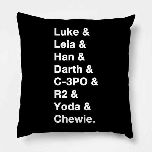 Star Wars Names white Pillow by IdenticalExposure