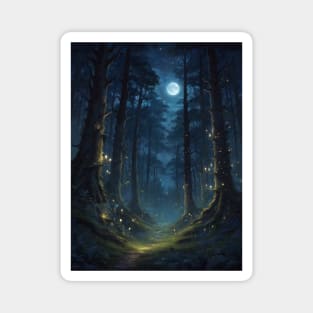 Magical forest in the night Magnet