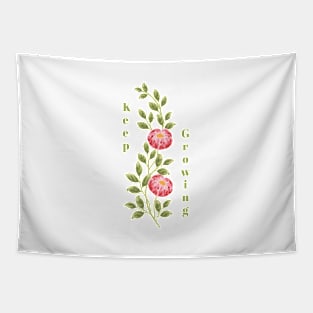 Flowers with Quote "Keep Growing" Tapestry