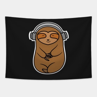 Cute Sloth Wearing Headphones Tapestry