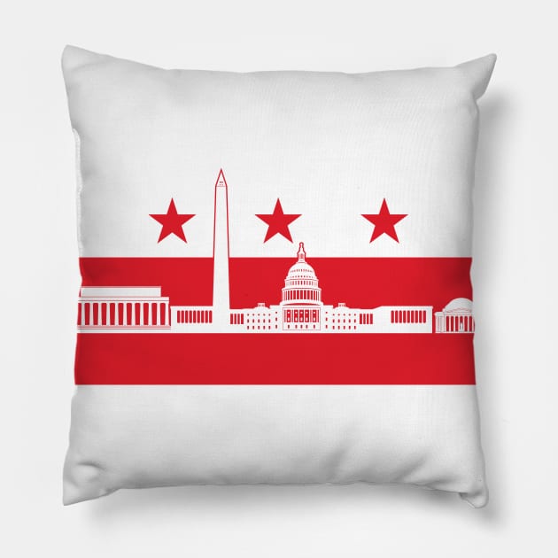 Washington DC City Skyline Flag Pillow by polliadesign