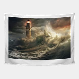 Lighthouse Seacoast Serene Landscape Tapestry