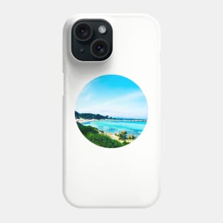 Sunny Blue Ocean Summer Beach Waves With Green Mountains And Palm Trees At The Back Under The Clear Blue Sky Phone Case