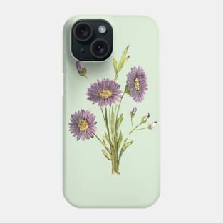 Purple Aster Flowers Watercolor Painting Phone Case